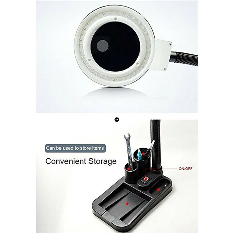 LED Lighted 5X 10X Magnifier Desk Lamp 40 LED Magnifying Lamp Magnifier Adjustable Light Desktop Magnifier Desk Lamp 40MR150
