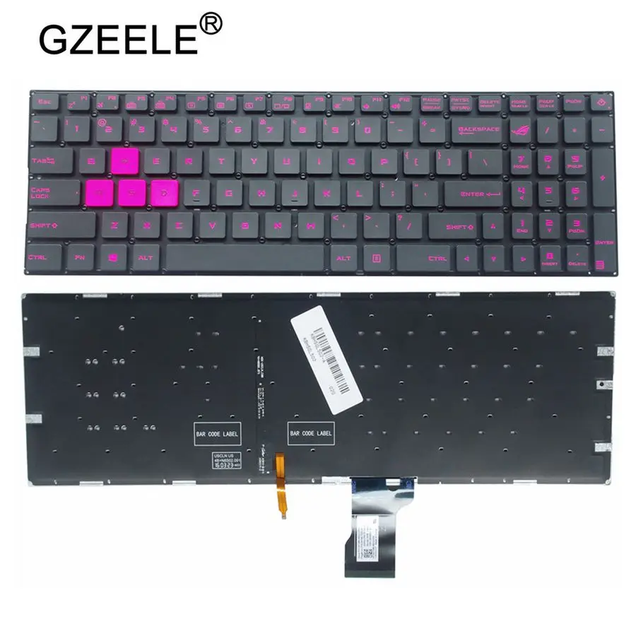 GZEELE US клавиатура с подсветкой для ноутбука для ASUS GL502 GL502V GL502VT GL502VS GL502VM GL502VY американская, с задней подсветкой Стандартный английская модель - Цвет: RED