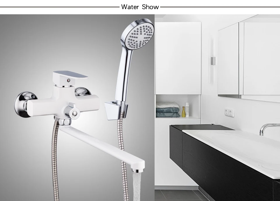 Long Spout White Bathtub Faucet 7