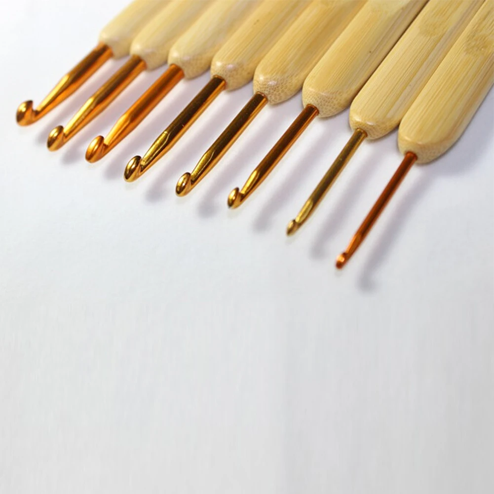 8 шт 8 размеров металлический крючок для вязания крючком карбонизированный Бамбук ручка Вязание Пряжа работа Ремесло 2,5 мм-6,0 мм