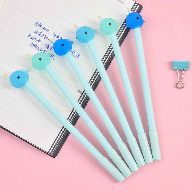 

Гелевая ручка с синими морскими рыбками, 4 шт., милые черные чернильные ручки с Китом, акулой, 0,5 мм, подарок для детей, канцелярские принадлежности, офисные и школьные принадлежности FB483