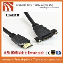 KUYiA 5pcs/lot Free Shipping High Quality 0.5M HDMI 19pin 1.4V Male to Female Connecter Cable with Ear