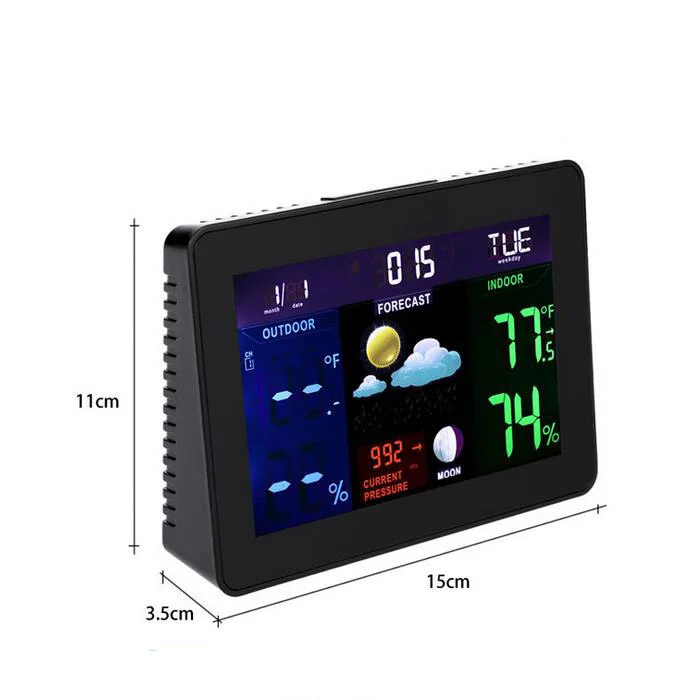 TS-71 Indoor Outdoor Temperature Monitor Digital Weather Station DCF77 RCC Thermometer RH% Barometric Pressure with 2 Wireless Sensor