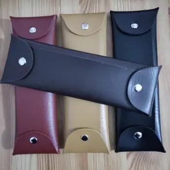 

100PCS Retro Design Simple Leather Pen Pencil Case Bag Stationery Cosmetic Storage Organizer Bag School Student Supplies