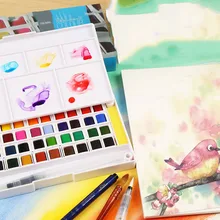 12/18/24/30/36/40/48 Цвета Портативный твердый пигмент воды Цвет Набор для рисования с Кисть яркий Цвет для подарочные товары для рукоделия