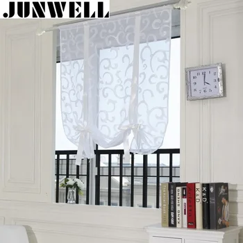 

Junwell 2017 New Burn-out Roman Curtain Polyester Voile Kitchen Curtain Dinning Room Tulle Curtain Blind