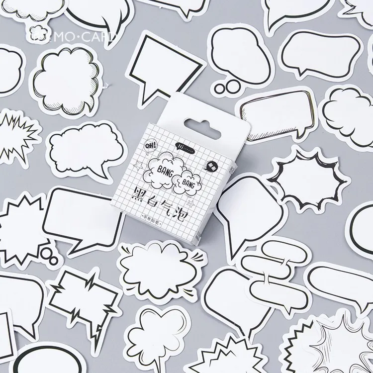 Креативная коробка наклейки милый черный и белый пузырь стиль ручка украшения DIY Журнал Scrapbooking этикетки блокноты для записей