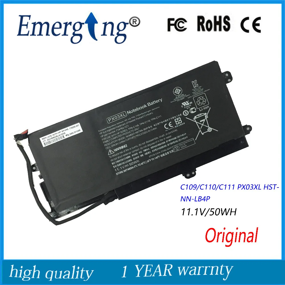 11.1V 50WH New Original Laptop Battery for HP TPN C109/C110/C111 PX03XL HSTNN-LB4P | Компьютеры и офис