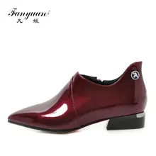 Fanyuan/Модная женская обувь в британском стиле однотонные туфли на плоской подошве с острым носком весенне-осенние оксфорды, Повседневная Удобная Обувь на Плоском Каблуке с замком-молнией
