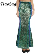TiaoBug Женская модная длинная блестящая юбка-Русалка с блестками, элегантная женская облегающая юбка для вечеринки, свадьбы
