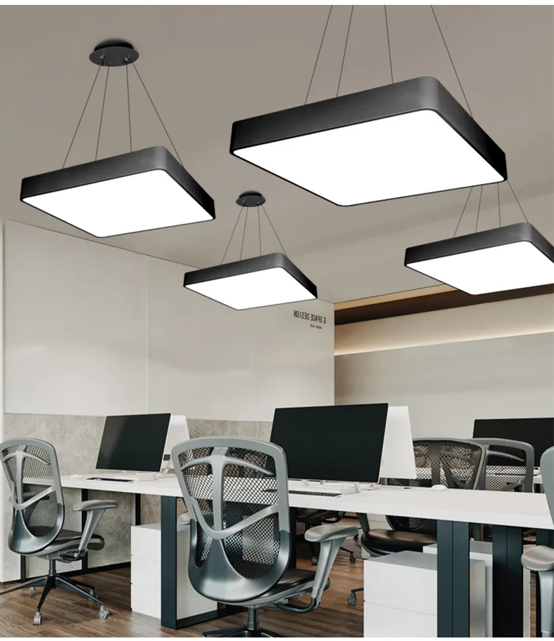 

Square office chandelier modern minimalist led hanging line light custom creative bar restaurant office hanging line light