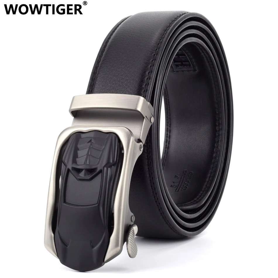 

WOWTIGER Mens Large 150cm Luxury Male Cowhide leather men belt 3.5cm waist automatic buckle black belts for men ceinture homme