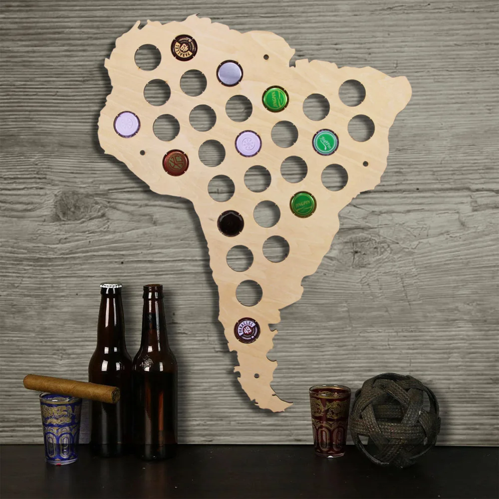 

Wall Mounted Wood Decorative Map South America Beer Cap Map Beer Cap Collect Gadget Art Wall Indoor Decor