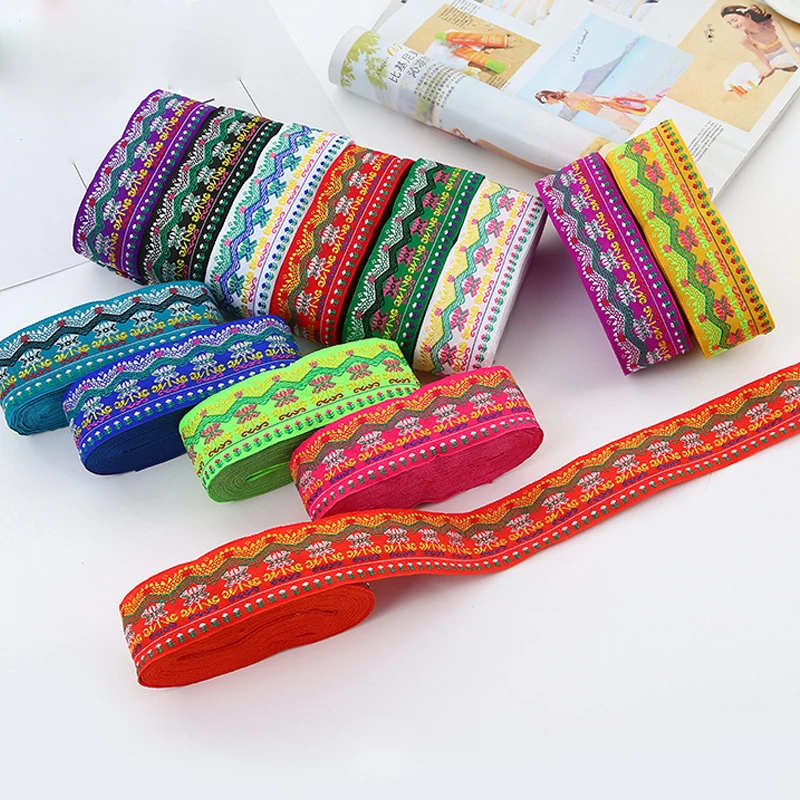 

Free Shipping 4.5cm Colorful National Wind Jacquard Ribbon Wedding Party Decoration Gift Craft Sewing Ribbon Cloth DAZ003