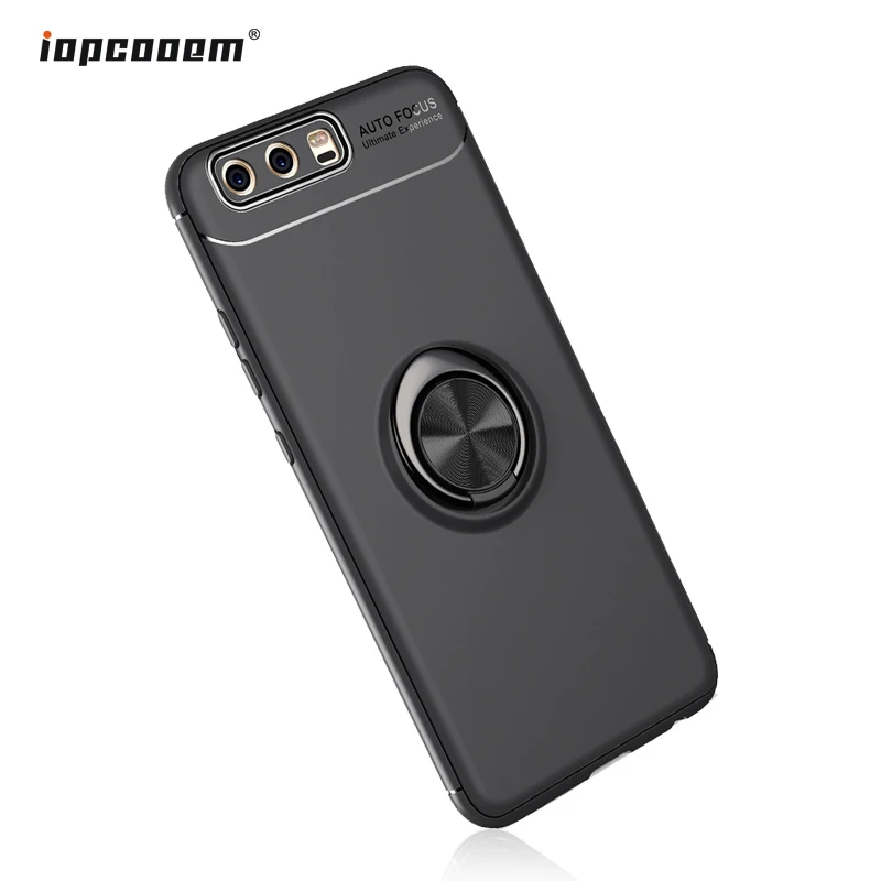 

Phone Case For Huawei P10 Case Rotating Finger Ring Holder Matte Soft Silicone Back Cover For P10 Plus Coque