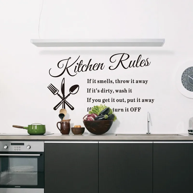 Домашний декор Съемная пища, наклейки на стену правила кухни DIY виниловая наклейка аксессуары для дома красивый узор дизайн украшения