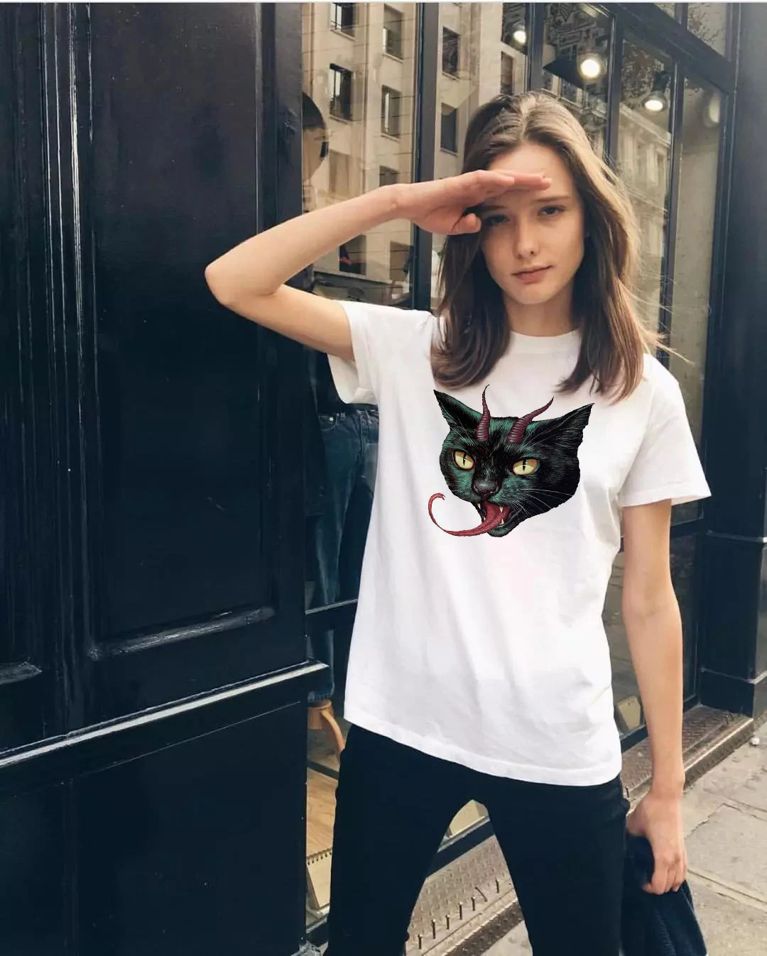 2019 женская футболка хлопковая белый топ Camisetas свободная короткий рукав короткая