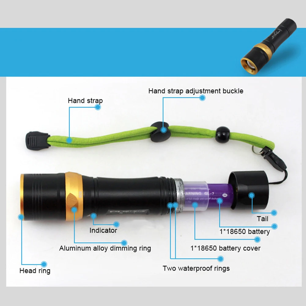 Алюминиевый сплав Дайвинг фонарик водостойкий фонарь яркий светодиодный подводный свет