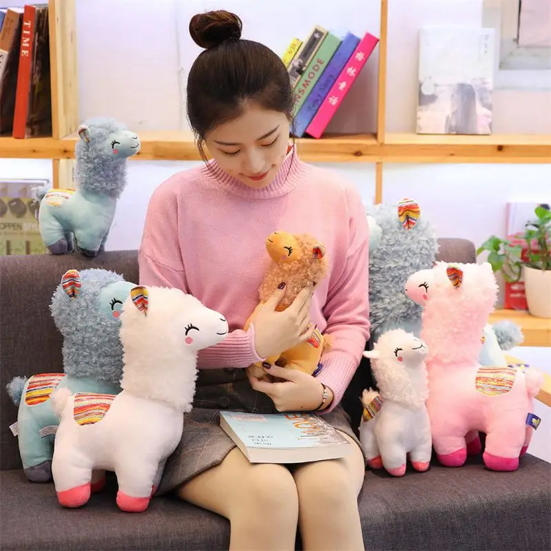 

New 25cm Smile Stripe Alpaca Llama Plush Animals Toy Stuffed Doll Kids Toys Birthday Gifts