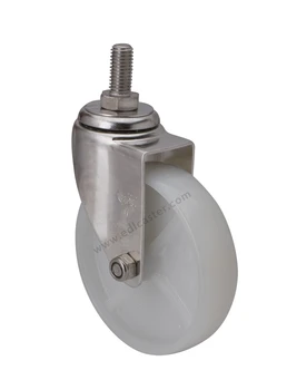 

2PCS EDL Light Duty 4 Inch Stainless Steel Casters Wheels 90Kg Nylon Wheels Castors Thread Swivel Brake Industrial for trolley