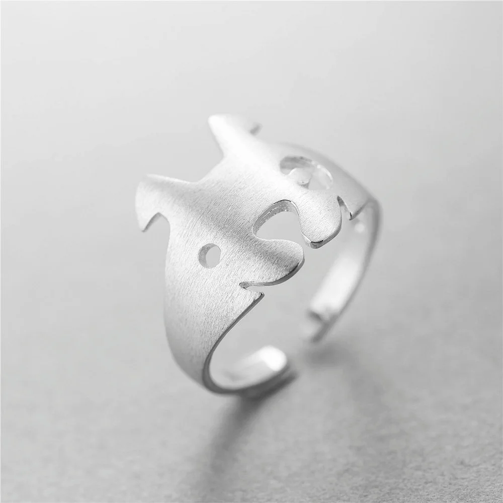 cute dog open Rings 100% Sterling 925 silver Jewelry Vintage Adjustable rings for women gift