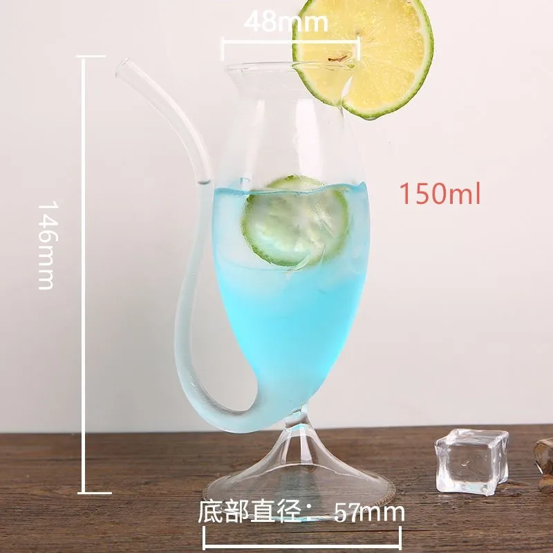 2 шт 150 мл креативная стеклянная кружка с соломинкой Для холодного напитка для домашнего использования и вечерние бокалы для вина