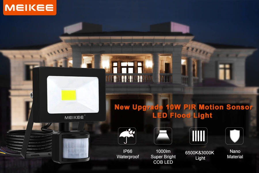 Sensor de Movimento Lâmpada ao ar Luz de Inundação Luz de Halogéneo Meikee Ac110v 10 w Levou à Prova d' Água 220 v Levou Holofote Projetor Refletor da Livre 13 de movimento à prova dwaterproof água ac110v