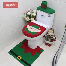 Christmas Toilet Cover 3Pc/Set Santa Toilet Seat Cover Bathroom Rug Carpet Tank Cover New Year home decorations Xmas Decoration