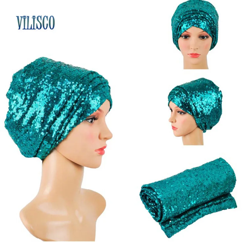 Разноцветные головные уборы с блестками тюрбан в африканском стиле африканские повязки Sego головной платок геле для женщин вечерние Зимние головные уборы XH05