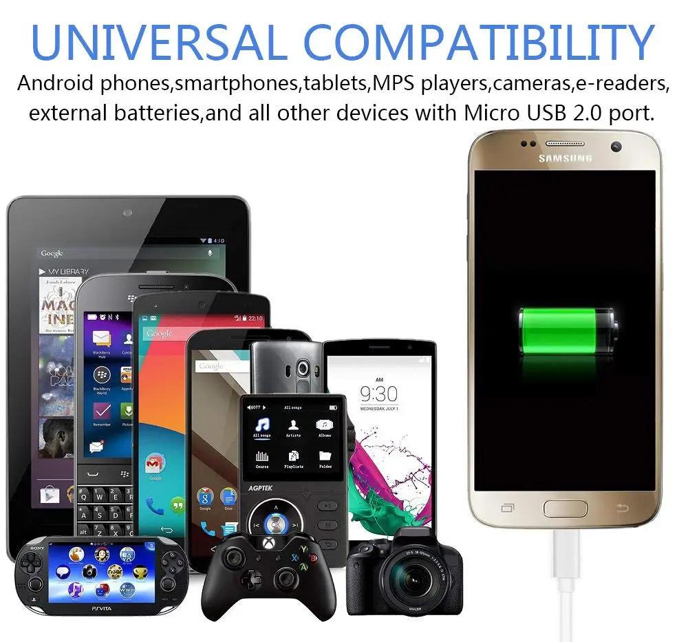 المصغّر usb كابل ، 5 M اضافية طويلة الروبوت سريع كابل شحن سامسونج غالاكسي S6/S7/S4/S3/J5/J7/ j3 ، PS4 تحكم ، أوقد ، HTC ،