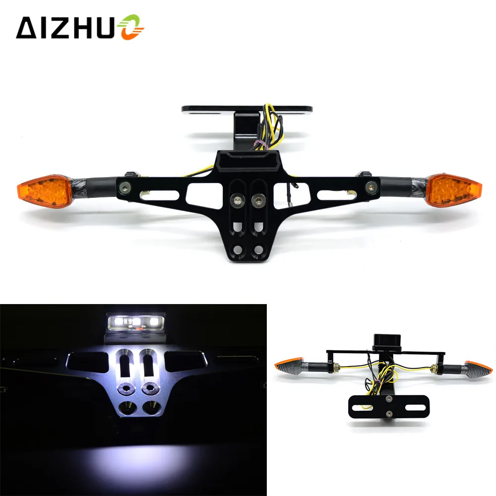 Motorcycle License Plate Holder Led Light for KAWASAKI ZX12R ZX6R ZX9R ZZR600 Z900 ER6-F Z650 VERSYS 1000 Z750 Z800 NINJA250