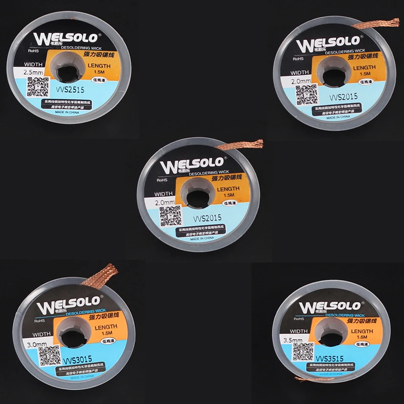

WELSOLO 5pcs/lot WS1515/2015/2515/3015/3515 Powerful Desoldering wick for Soldering Accessory solder remover