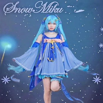 

1:1 Original edition Vocaloid Cosplay Costumes Snow Miku Dress Outfit Hatsune Halloween Party Cosplay Uniform