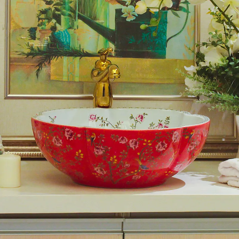 Jingdezhen Bathroom ceramic sink wash basin Counter Top Wash Basin Bathroom Sinks luxury sink (6)