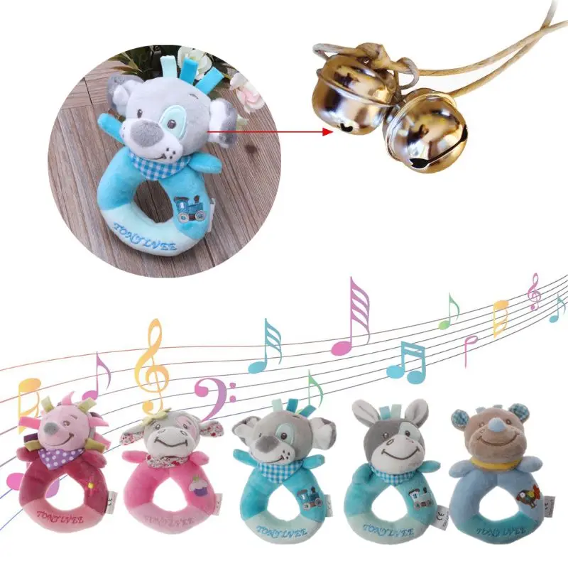 Baby Rattles Mobiles Cartoon Toys For Baby Animal Hand Bell Cute Dog Rattle