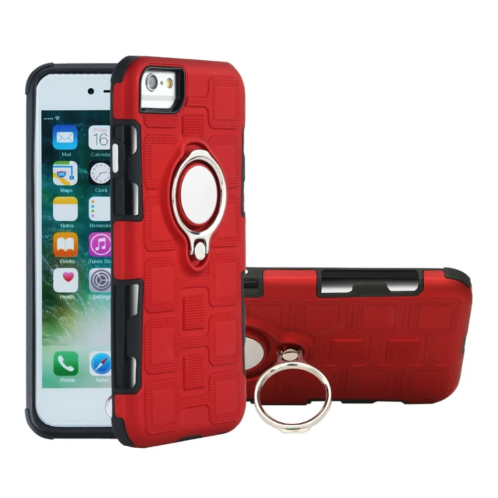 Shockproof Case for iPhone 7 8 Hybrid with Finger Ring Holder Kickstand Fit Magnetic Car Mount Cover Plus XS Fund |