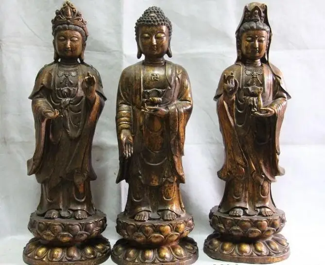 

Details about Tibet Bronze Copper Three Saints of the West Guan Yin Sakyamuni Amitabha Statue