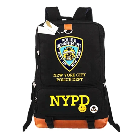 Стильный дорожный рюкзак большой емкости Nypd школьные сумки Мужская Дорожная сумка через плечо компьютер рюкзак функциональные универсальные сумки - Цвет: Черный
