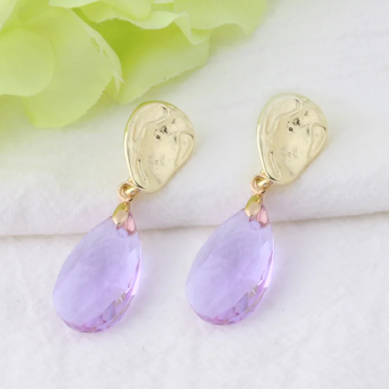 light purple Серьги-капли NeeFu WoFu с кристаллами, очаровательные стеклянные серьги, Висячие брендовые большие серьги, рождественские аксессуары для ушей Oorbellen - Окраска металла: light purple