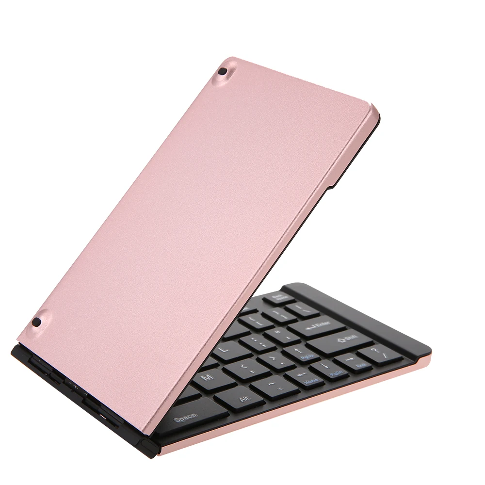

Wireless Keyboard Foldable BT Ultra Slim Pocket-Size Keyboard Portable with Built in Rechargeable Battery for iOS Android Tablet