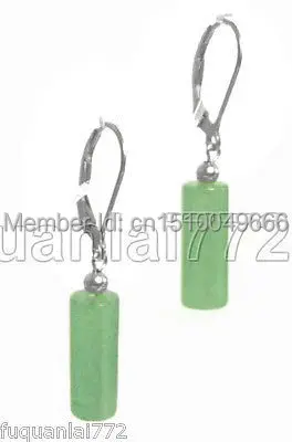 

FREE SHIP >GENUINE NATURAL GREEN AVENTURINE QUARTZ SILVER LEVER BACK EARRINGS