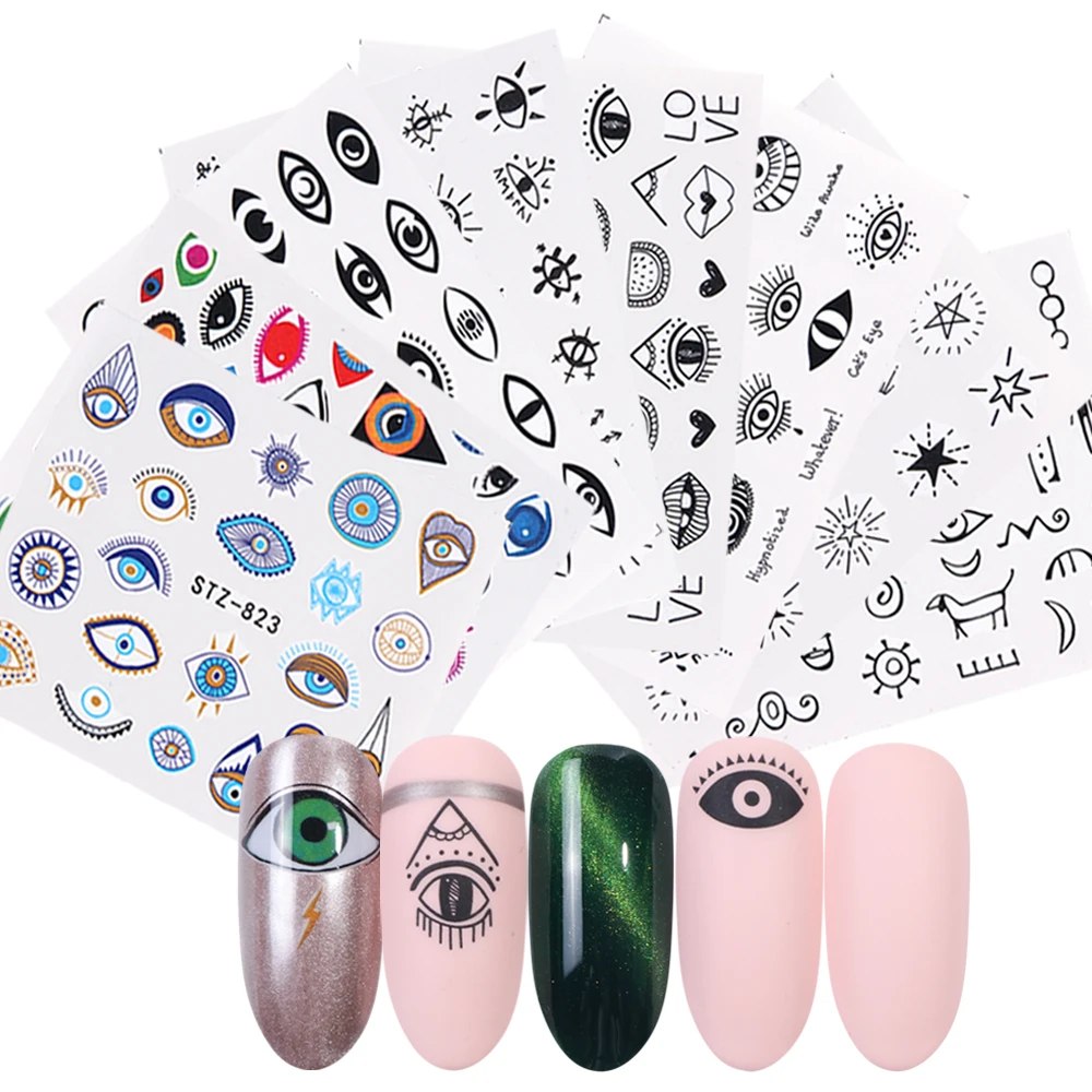 

1Pcs Cartoon Eyes Nail Stickers Water Transfer Decals Stickers For Nails DIY Manicure Adhesive Nail Sliders Designs LASTZ816-823