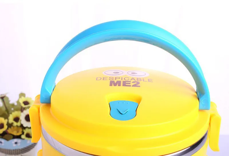 Cartoon Minion Stainless Steel Lunchbox For Kid Tiffin Boxes Thermal Bento For School Students Tableware (8)