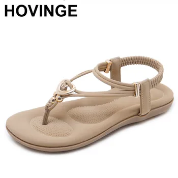 

HOVINGE Casual Shoes Flats Bohemia Ethnic Sandals Comfort Soft Shoes String Bead Metallic Gladiator Rome Sandals