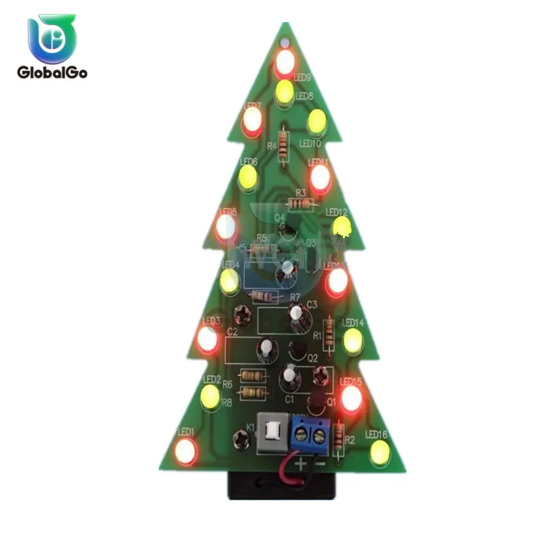 DIY рождественские елки RGB светодиодный трехмерный 3D Рождественская елка флэш-монтажная плата комплект красочная вспышка набор деревьев