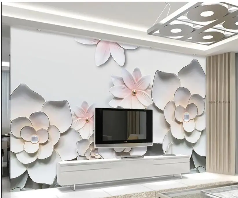 

Simple embossed floral 3d background wall