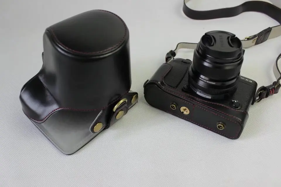 Из искусственной кожи Камера чехол для цифровой фотокамеры Fuji Fujifilm XE3 X-E3 16-50 мм объектив чехол для камеры с батарейным отсеком