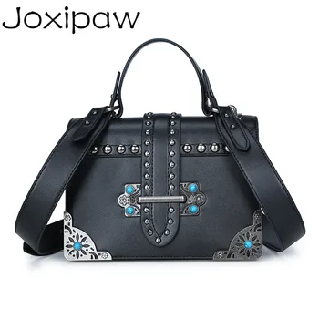 

Fashion 2018women handabag Pu Leather Women Shoulder Bags Famous Designer Vintage Rivet Women Messenger Bags Ladies Bags Sac