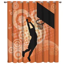 Баскетбольная стрельба, спортивные оранжевые занавески для комнаты, большие оконные занавески, темные занавески для ванной, спальни, кухни, цветочные занавески для детей