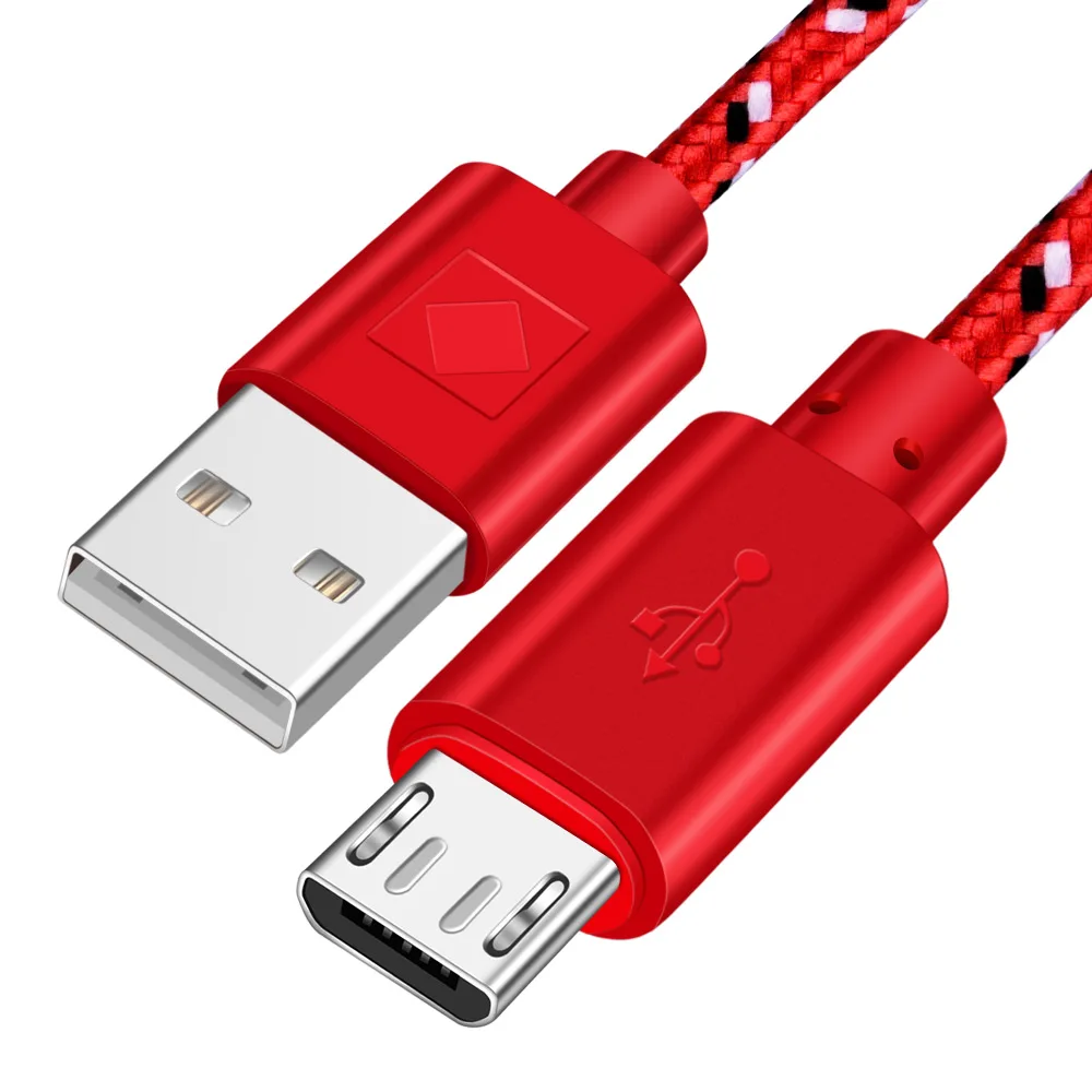 Нейлоновый Кабель Micro-USB в оплетке MicroUSB кабель для мобильного телефона шнур для samsung S7 Xiaomi Redmi Android телефон Быстрая зарядка кабель